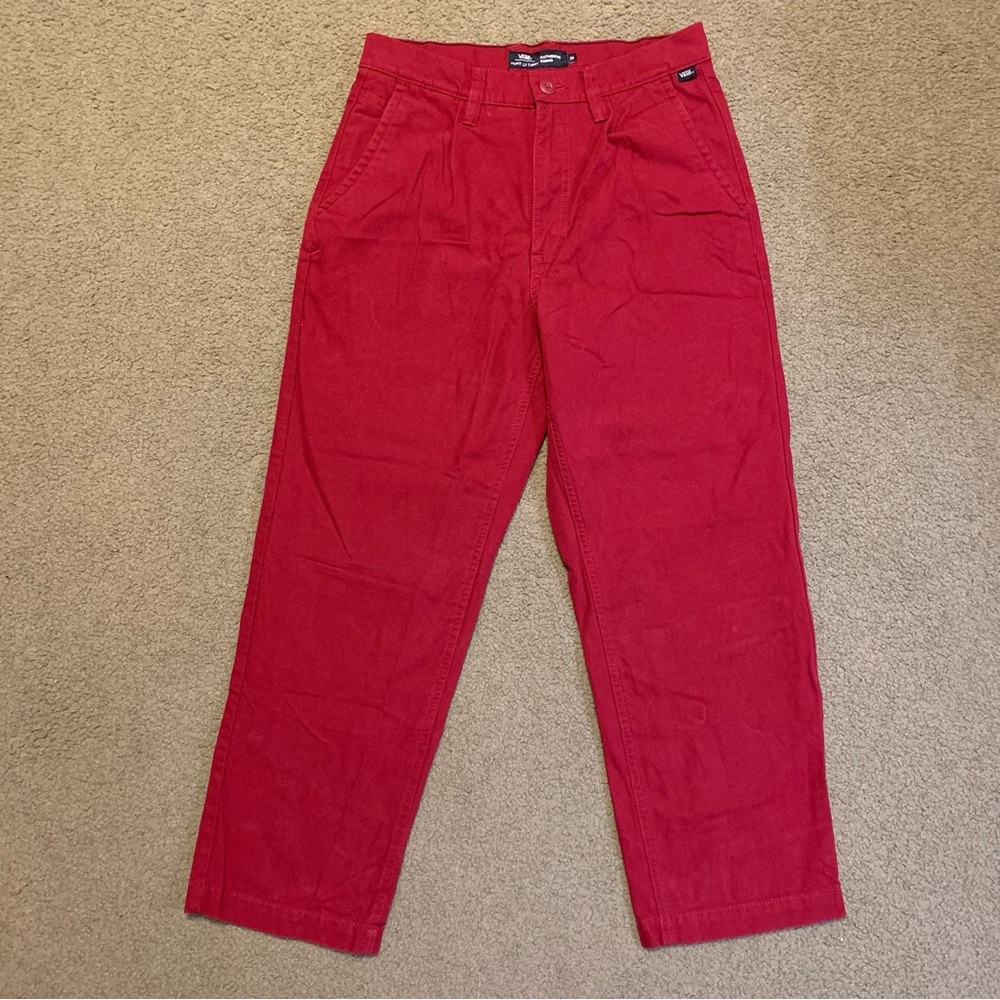 VANS Women's Regular Loose Fit Red Authentic Chinos Pants Canvas Jeans Size 26
